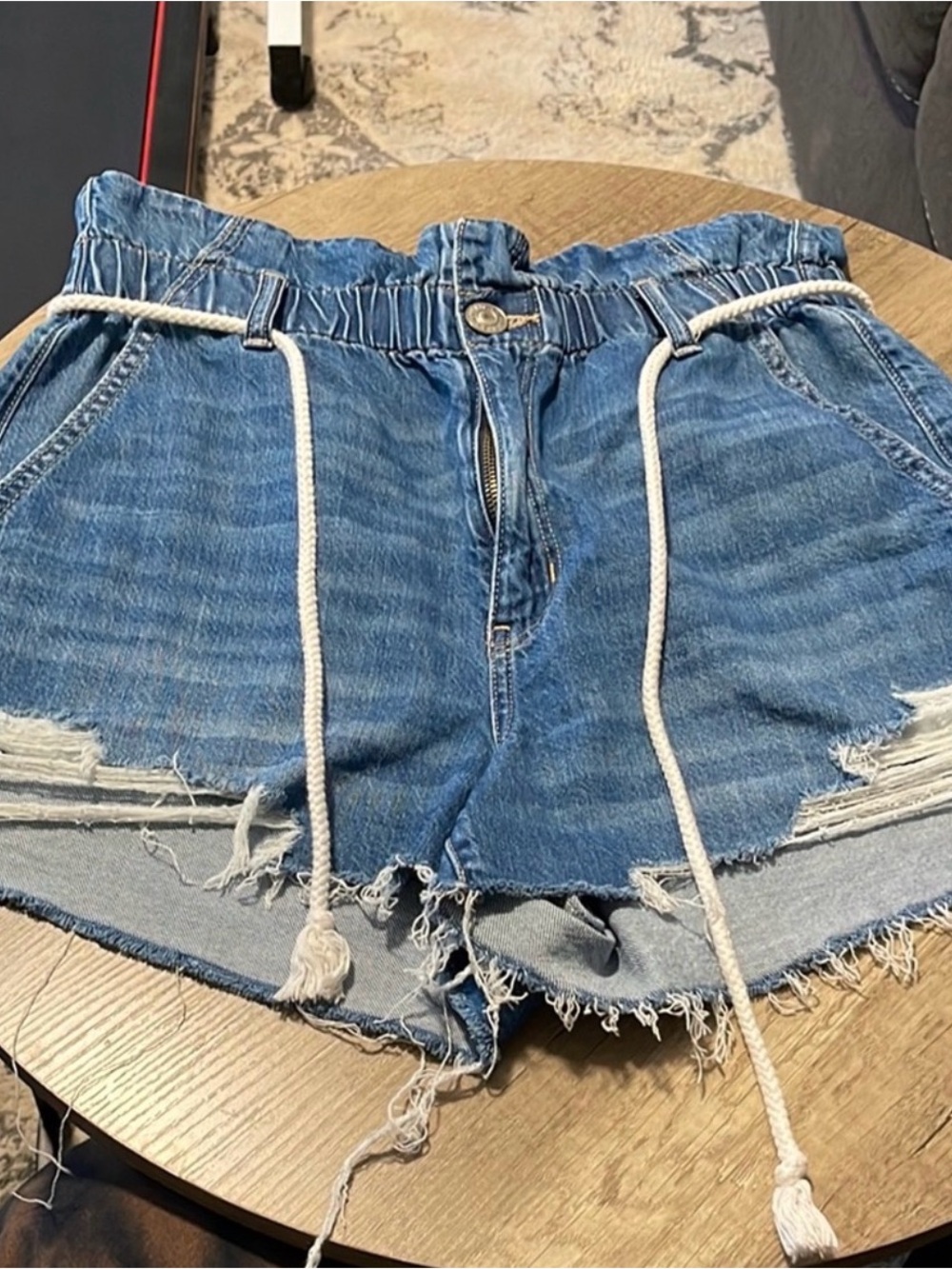 America Eagle Distressed Denim Drawstring Women's Shorts